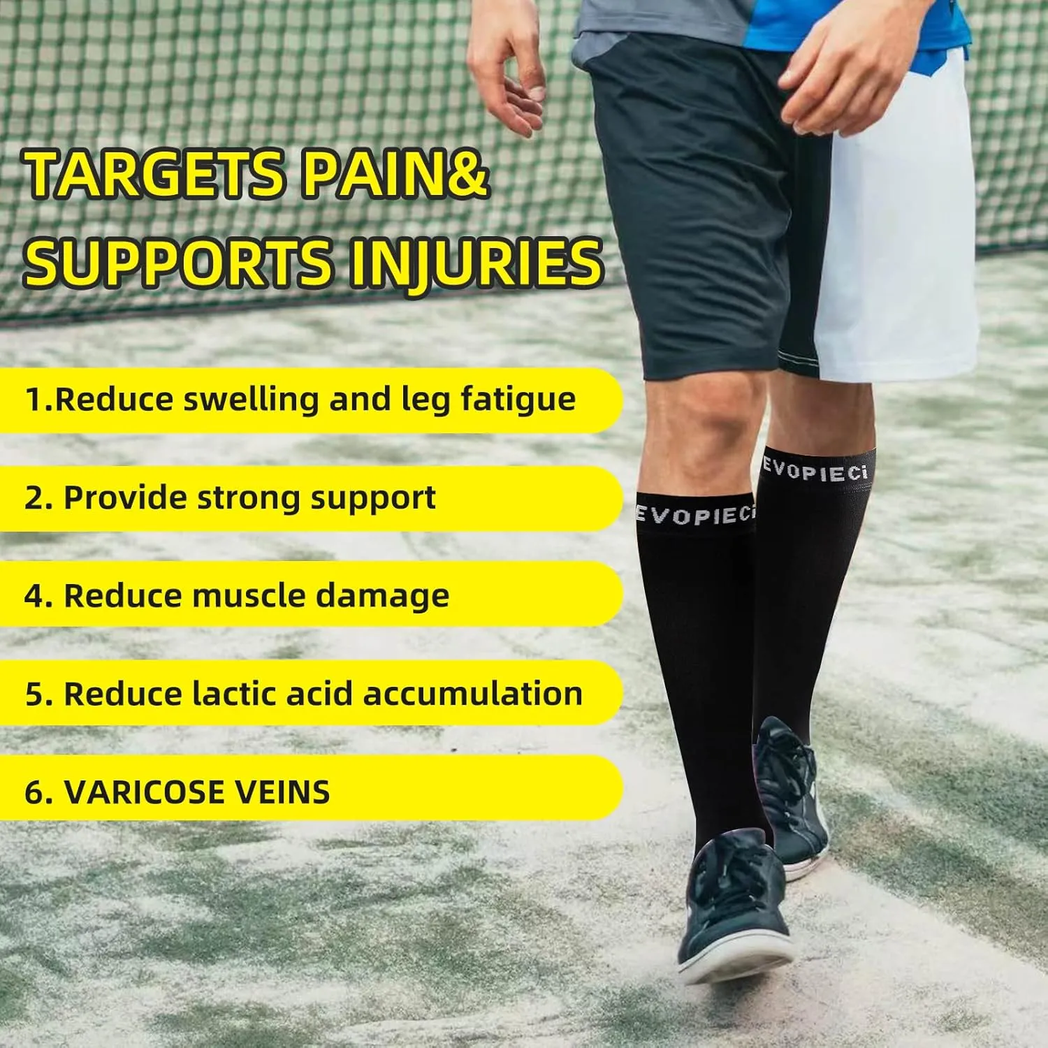 15-20mmHg 1 Pair Men and Women Wide Calf Sleeve Brace Compression Socks for Leg Support, Pain Relief