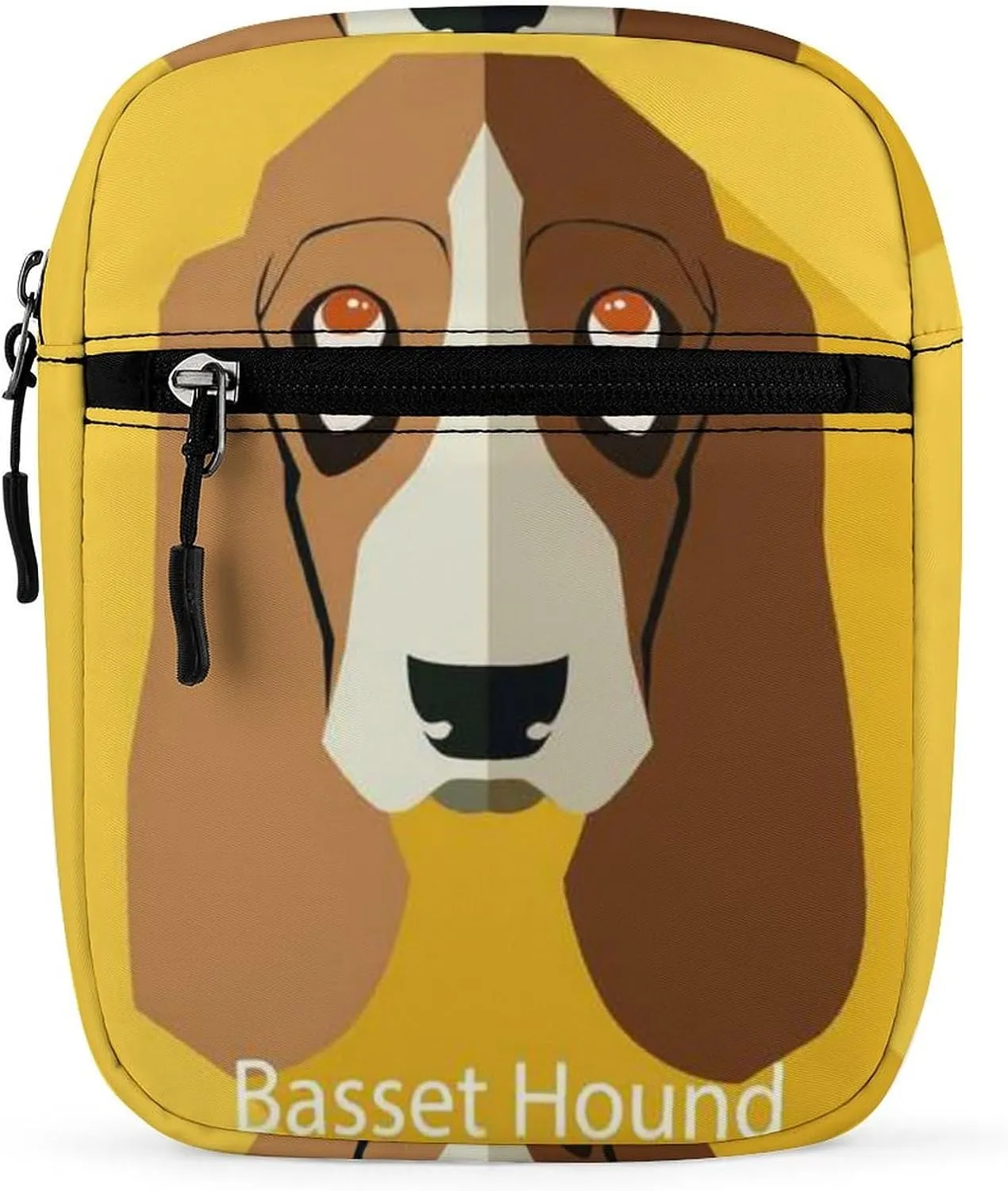 Basset Hound Dog On Yellow Adjustable Fanny Waist Pack Pouch, Waterproof Crossbody Runners Bag Wallet for Gym Hiking Fitness Women Men 6.1 x 2.2 x 7.9 inch