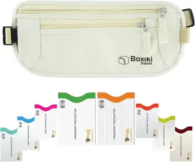 Boxiki Travel Money Belt with RFID Sleeves Set - Secure Travel Pouch and RFID Card Holder to Protect Cash, Credit Cards and Travel Documents for Men and Women
