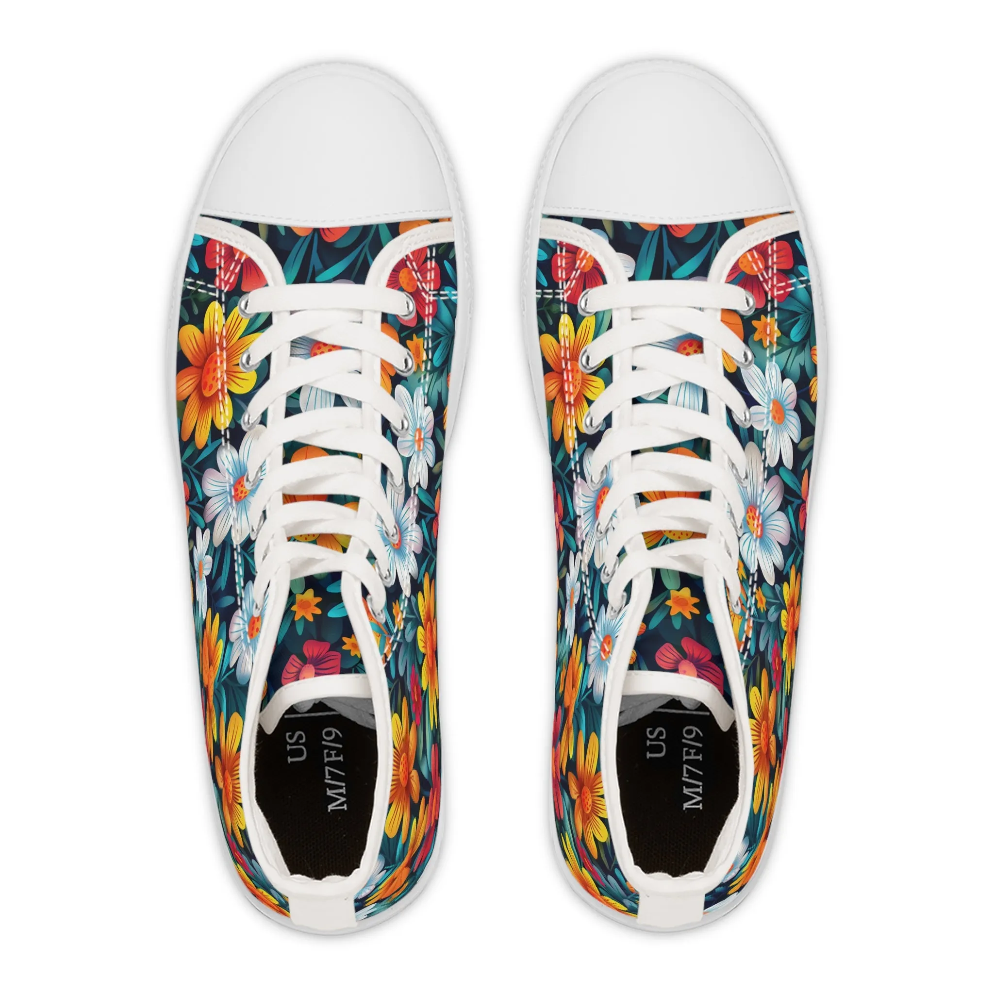Cartoon Flowers Ver 3 - Women's High Top Sneakers