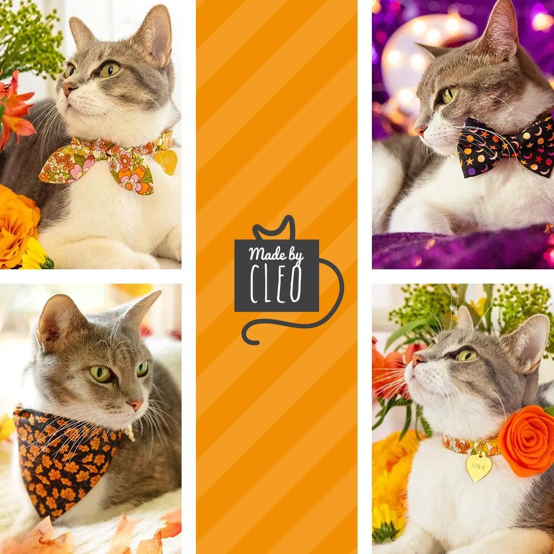 Cat Bow Tie - "Squirrel Bounty" - Acorn Green Bow Tie for Cat / Fall, Nature Lover, Forest Animals / Cat   Small Dog Bowtie