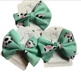 Cows Mini Hair Bow Clip