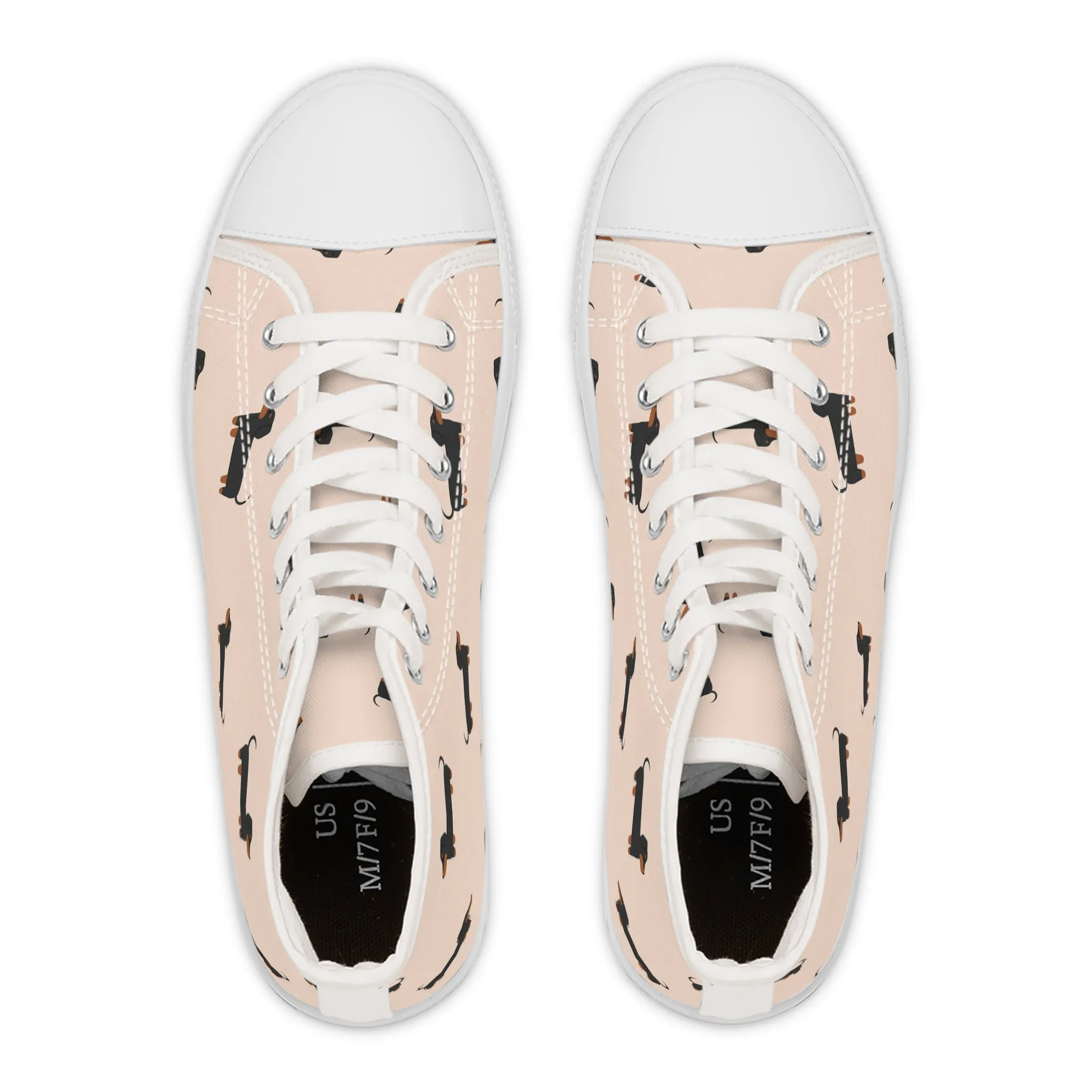 Cute Dachshund Dog Women's High Top Sneakers