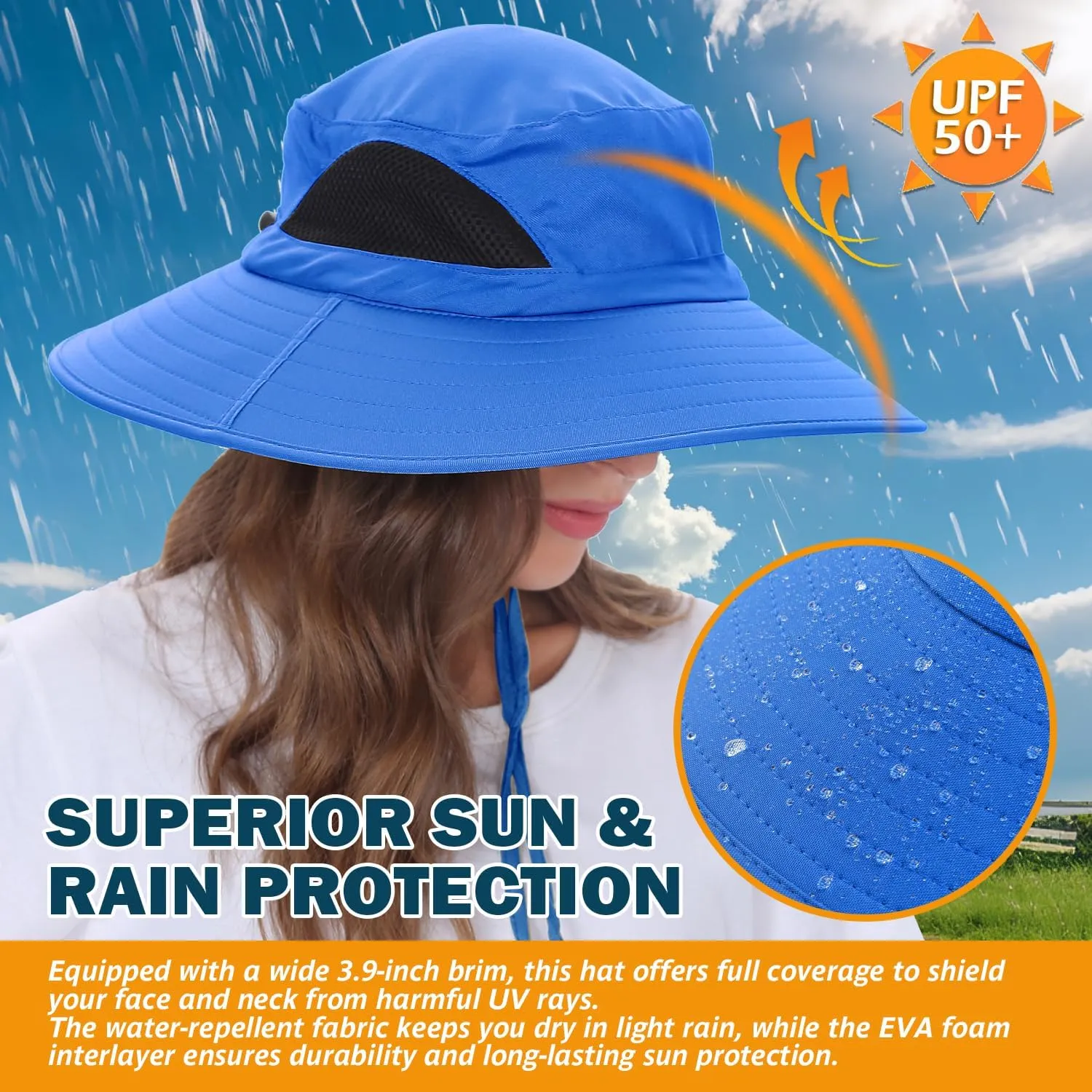 EINSKEY Wide Brim Sun Hat, UPF 50  UV Protection Waterproof Packable Bucket Hat for Men & Women, Fishing Hiking Beach Garden