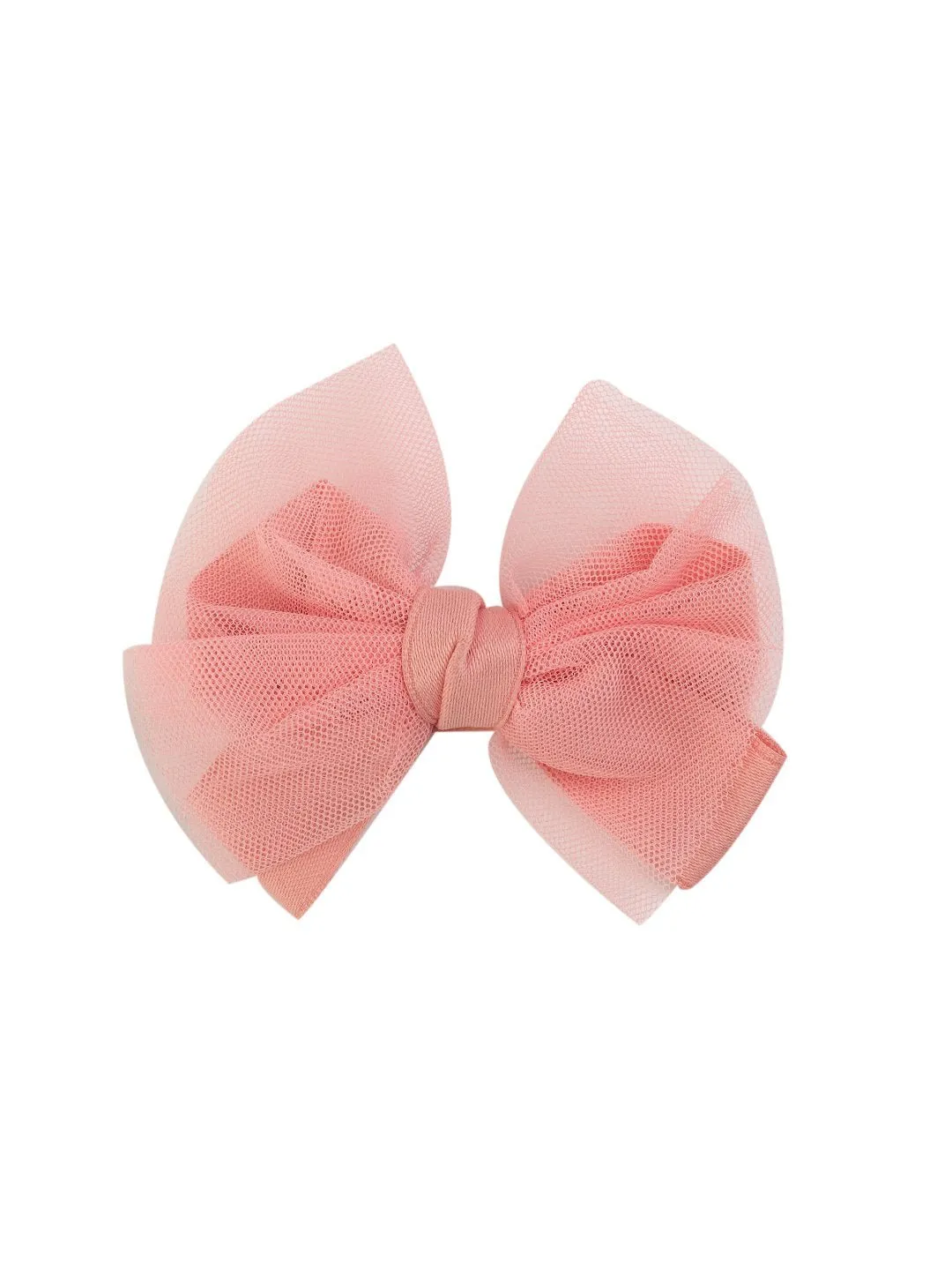 Elegant Tulle Hair Bow for Girls- Peach
