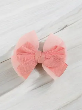 Elegant Tulle Hair Bow for Girls- Peach