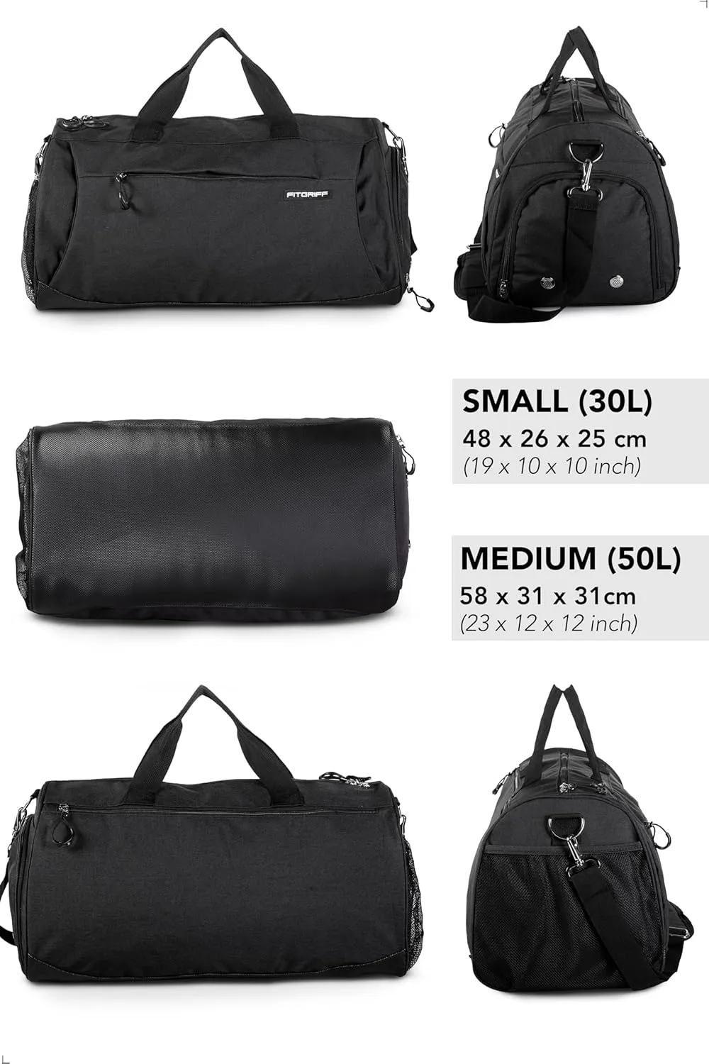 Fitgriff Gym Bag for Men & Women with Shoe & Wet Compartment - Duffle Bag for Travel, Sports, Fitness & Workout
