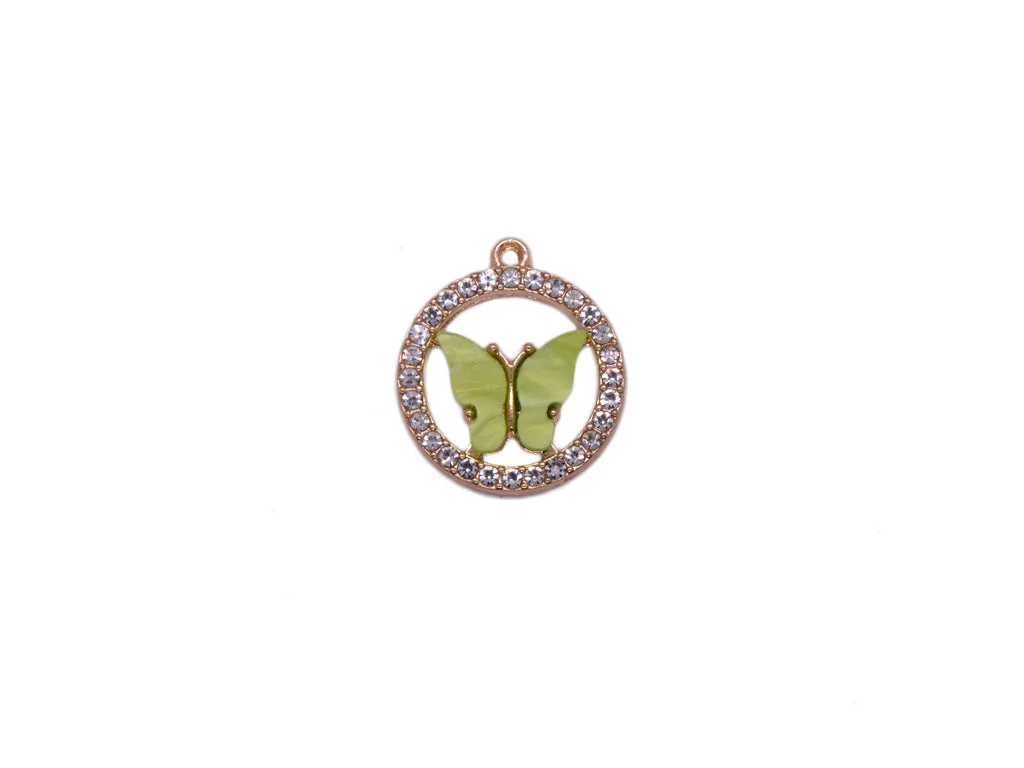 Green Butterfly Metal Resin Charms