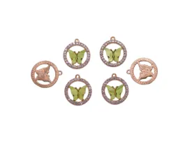 Green Butterfly Metal Resin Charms