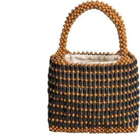 Handwoven Tote Bag for Women - Woven Drawstring Handbag - Bohemian Clutch & Summer Beach Bag
