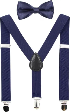 HANERDUN Kids Suspenders Bowtie Sets Adjustable Suspender Set for Boys and Girls