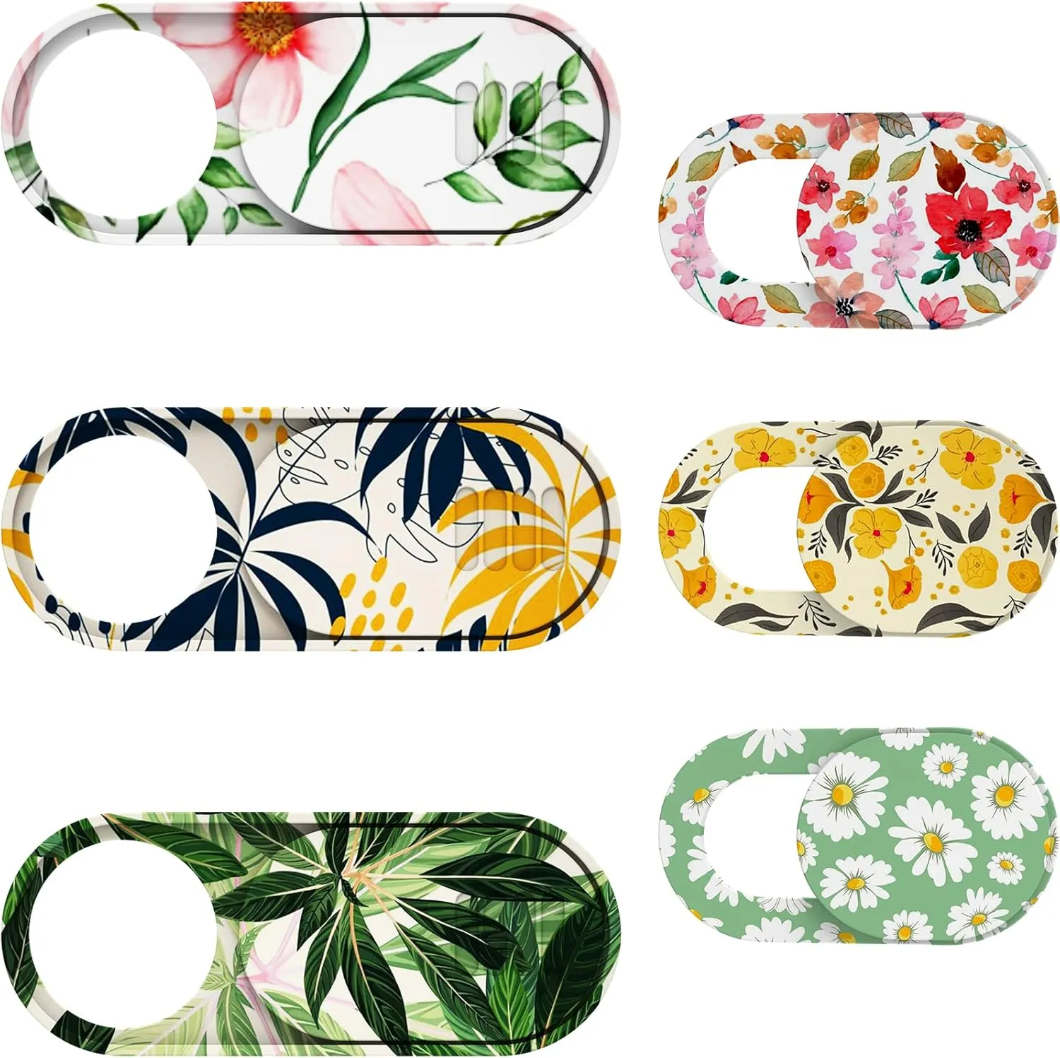 Laptop Camera Cover Slide Cute, Ultra Thin Webcam Cover for iPhone iPad MacBook Pro Computer iMac Cell Phone PC Accessories, Camera Blocker Slider, Great for Privacy - Flowers (3 Small 3 Large)
