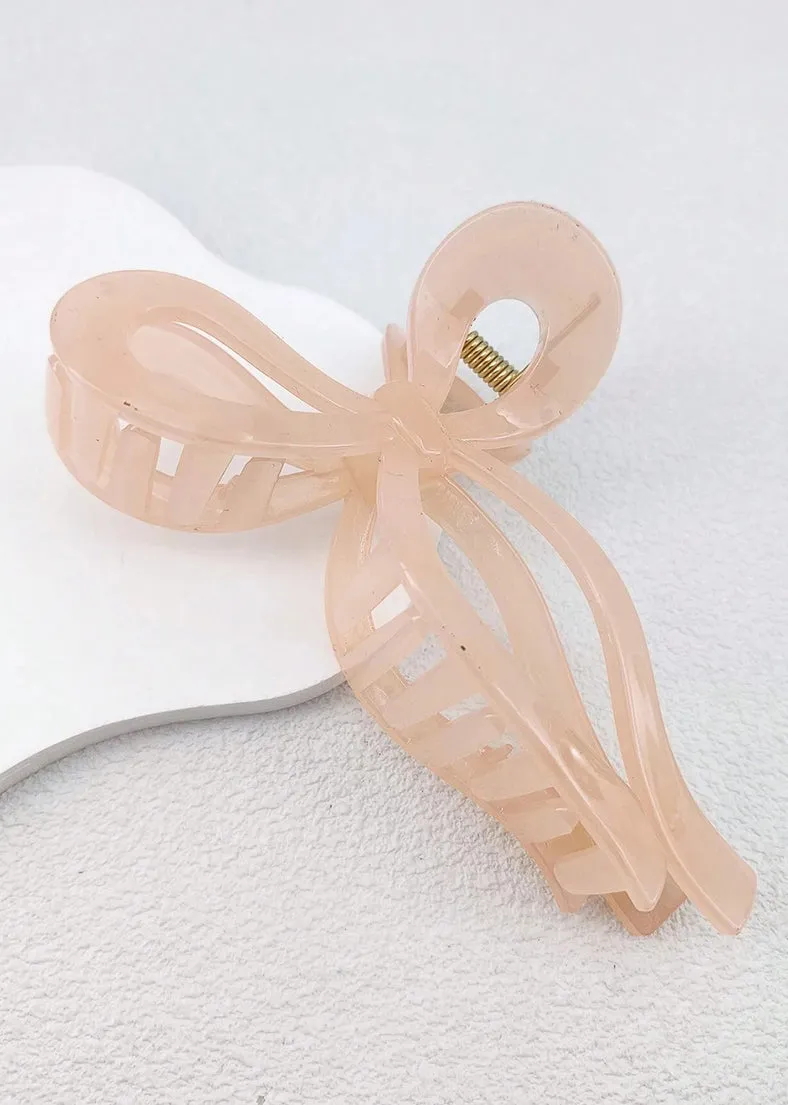 Lorie Bow Hair Claw Peach