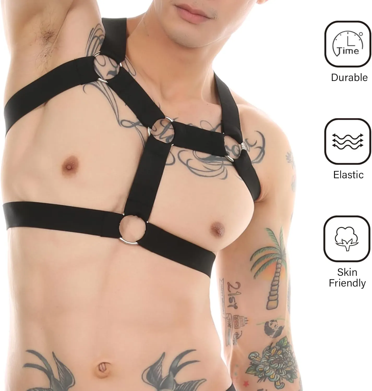 Mens Harness Belt Nylon Elastic Body Shoulder Strap Sexy Halter Club Wear Cosplay Costume