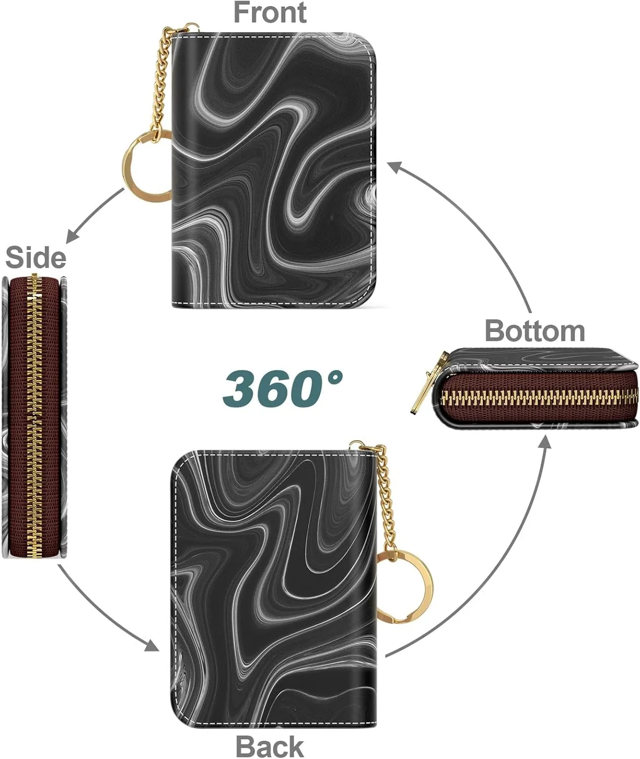 Nipichsha Women's RFID Blocking Small Leather Card Wallet, Abstract Contour, 4.33 x 3.15 in
