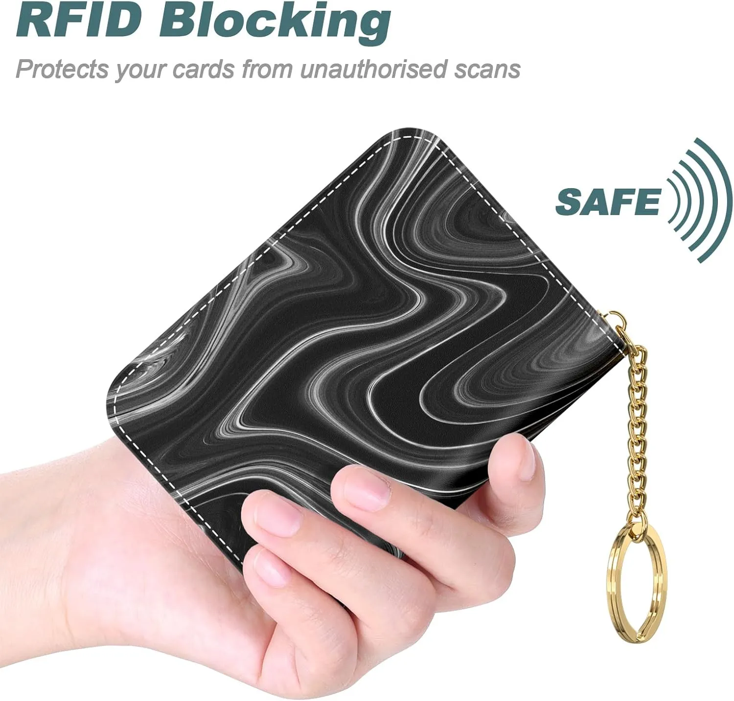 Nipichsha Women's RFID Blocking Small Leather Card Wallet, Abstract Contour, 4.33 x 3.15 in