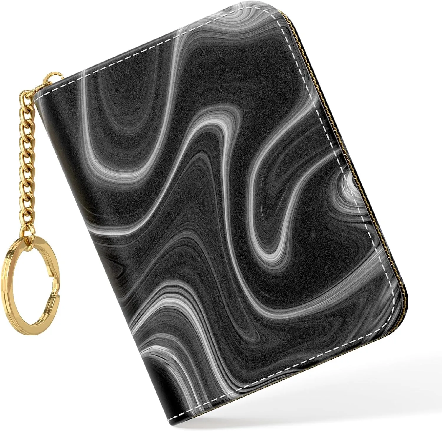 Nipichsha Women's RFID Blocking Small Leather Card Wallet, Abstract Contour, 4.33 x 3.15 in