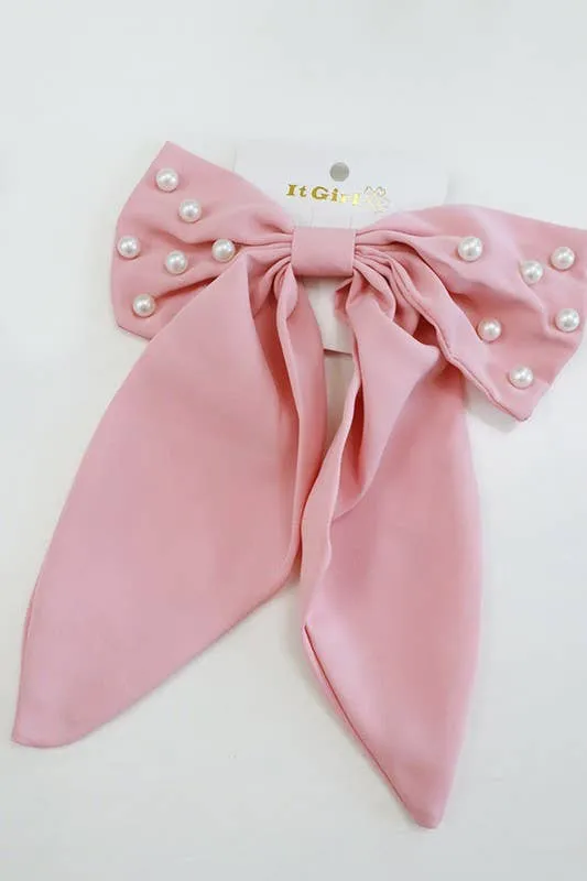 Pearl Beaded Bow Clips