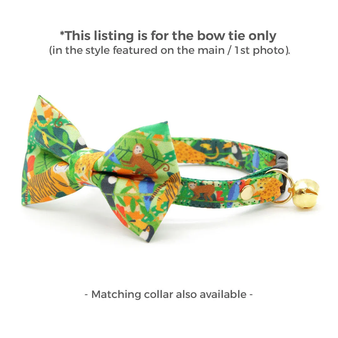 Pet Bow Tie - "Jungle Vibes" - Green Tropical Cat Bow Tie / Rainforest, Safari, Animals / For Cats   Small Dogs (One Size)