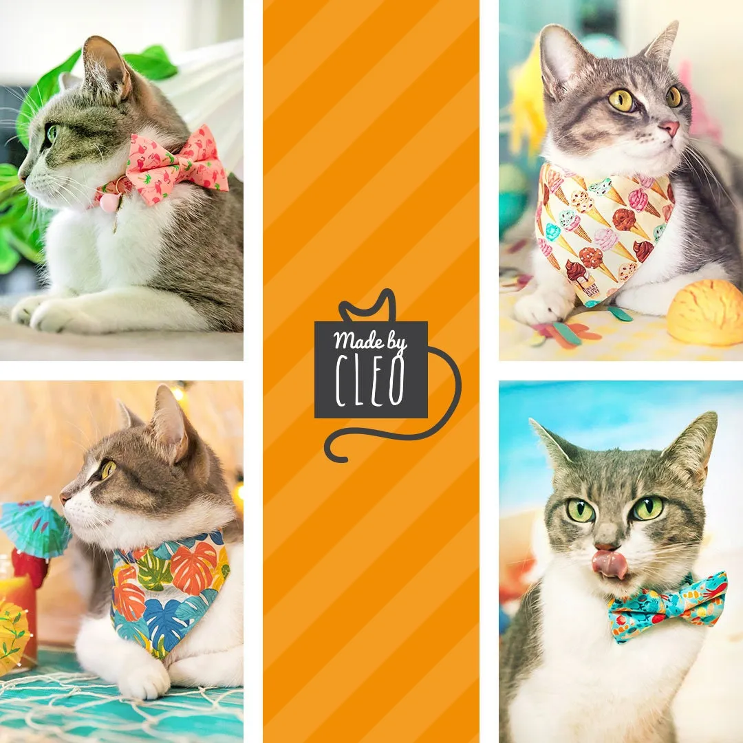 Pet Bow Tie - "Jungle Vibes" - Green Tropical Cat Bow Tie / Rainforest, Safari, Animals / For Cats   Small Dogs (One Size)