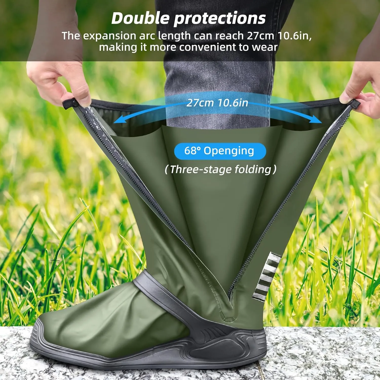 Rain Overshoes Waterproof Shoes Boots Covers Footies Mudsavers Feet Gaiters Men Women for Rain Snow Mud Sand Dust (Army green, S)