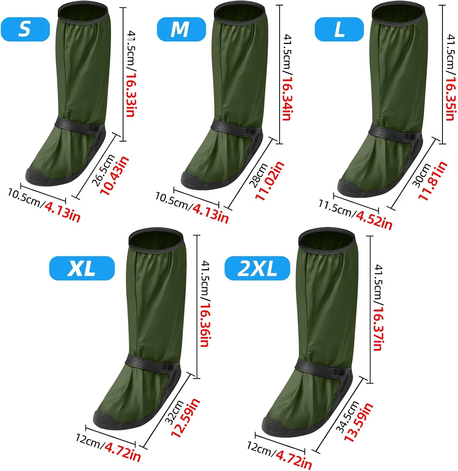 Rain Overshoes Waterproof Shoes Boots Covers Footies Mudsavers Feet Gaiters Men Women for Rain Snow Mud Sand Dust (Army green, S)