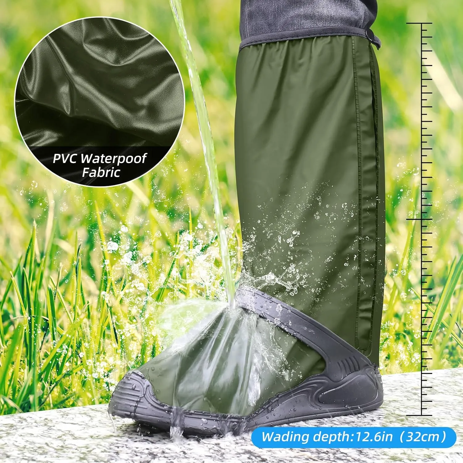 Rain Overshoes Waterproof Shoes Boots Covers Footies Mudsavers Feet Gaiters Men Women for Rain Snow Mud Sand Dust (Army green, S)