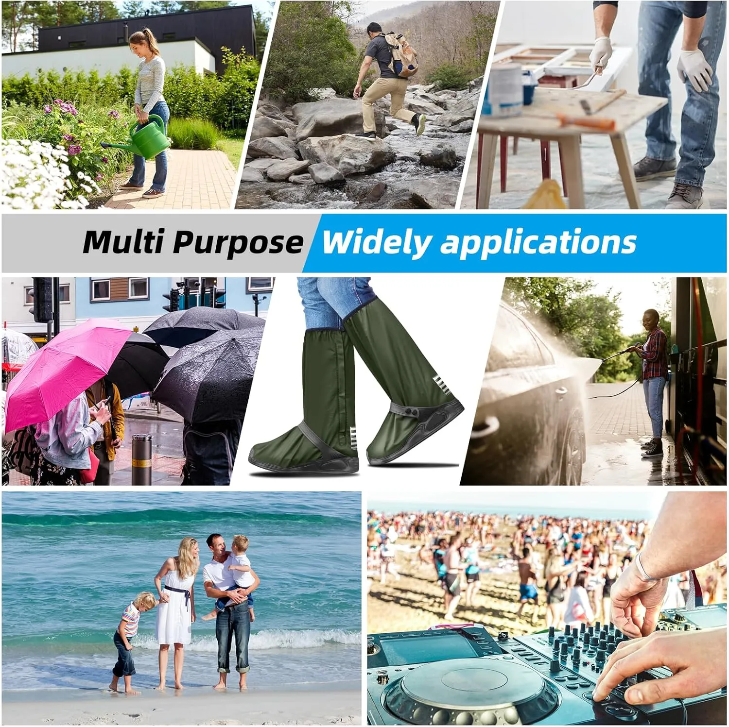 Rain Overshoes Waterproof Shoes Boots Covers Footies Mudsavers Feet Gaiters Men Women for Rain Snow Mud Sand Dust (Army green, S)