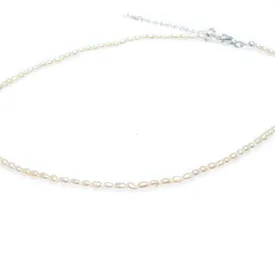 Rani Rice Pearl Necklace Silver Detail