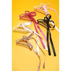 Satin Wrapped Bow Hair Claw Clips