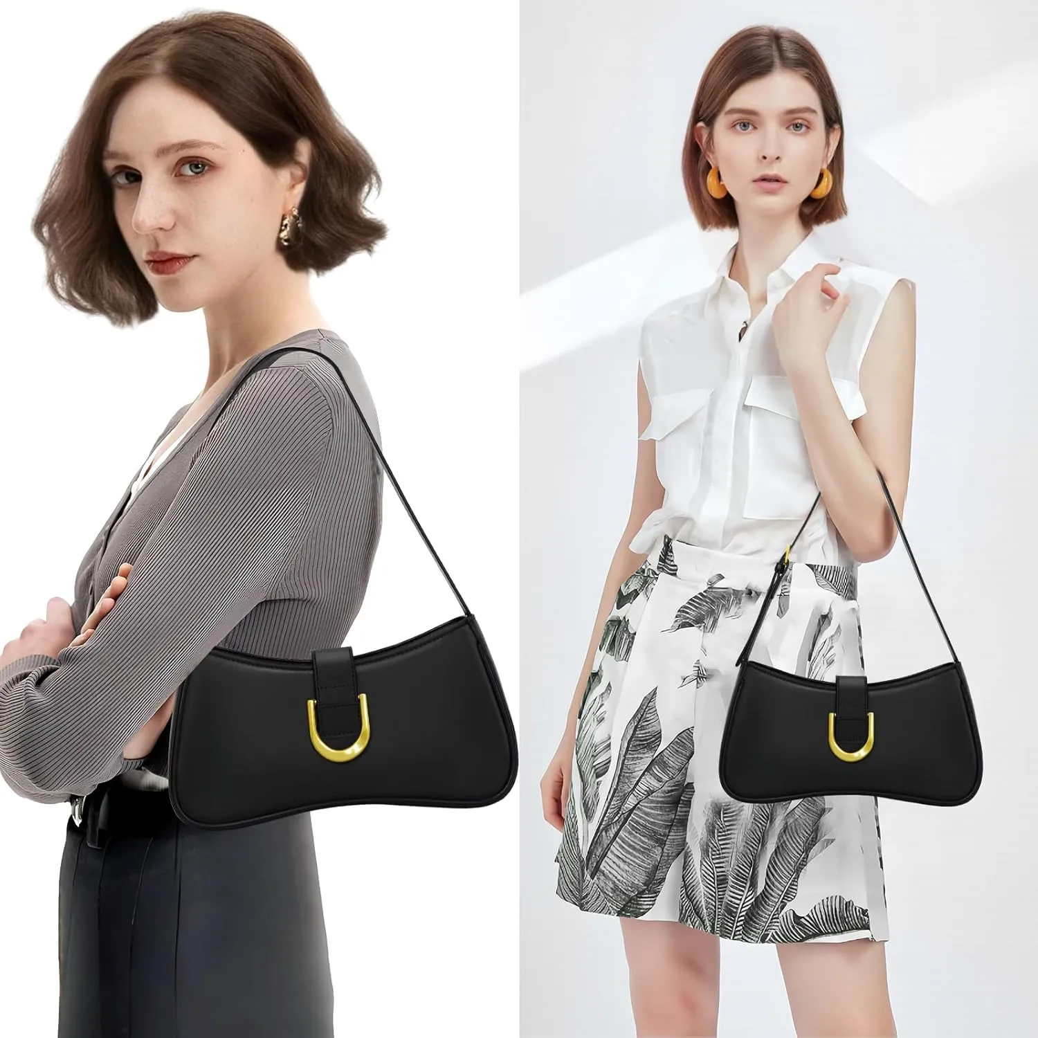 Shoulder Bag for Women Y2K Trendy Underarm Purse Vegan Leather Clutch Hobo Handbags