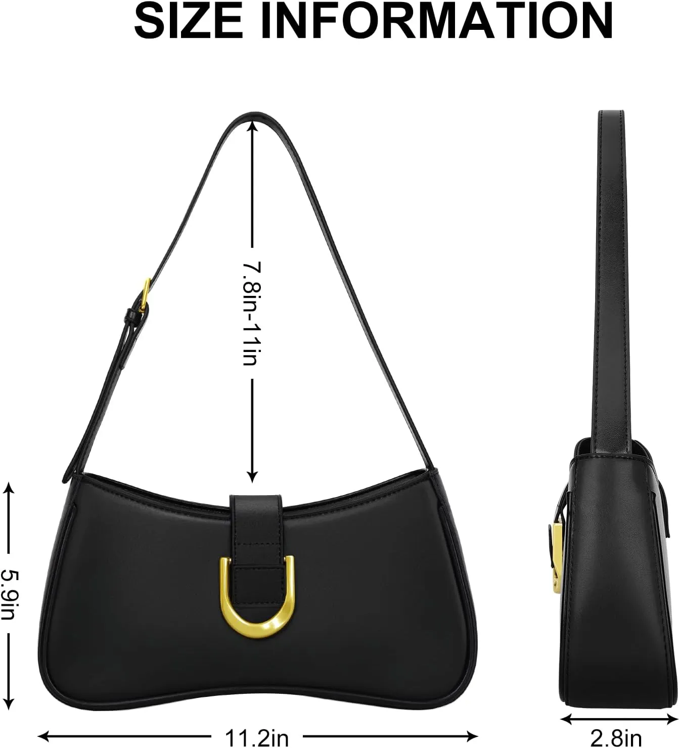 Shoulder Bag for Women Y2K Trendy Underarm Purse Vegan Leather Clutch Hobo Handbags