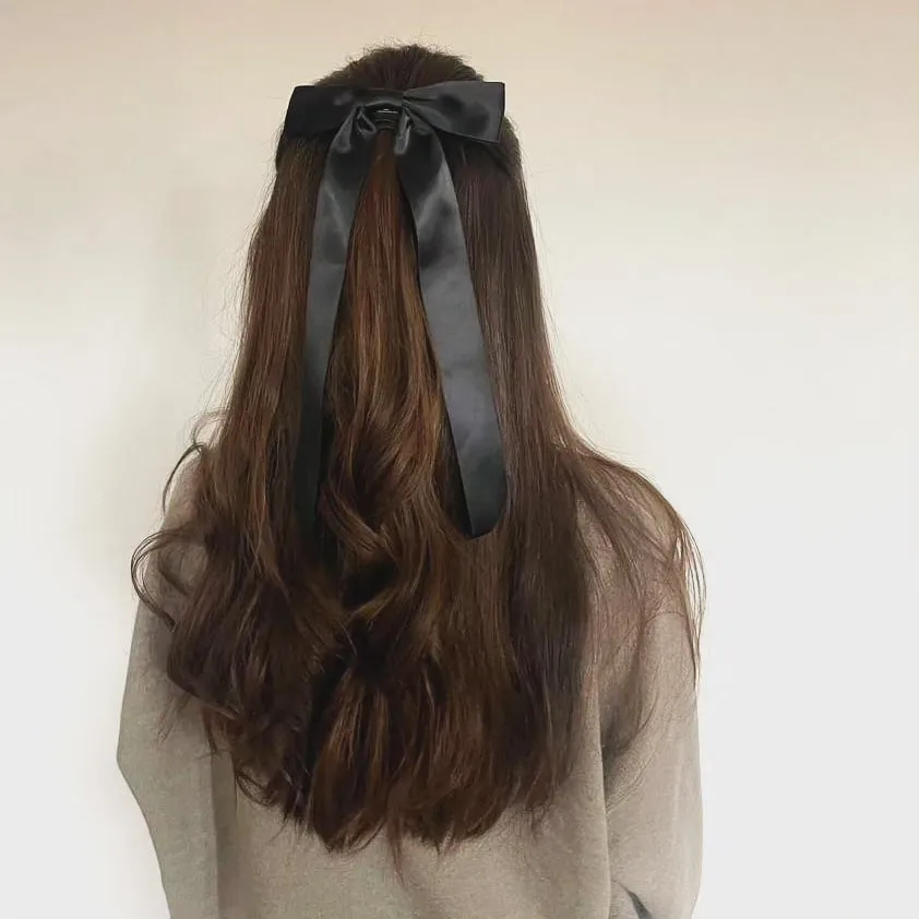 SILKY SATIN BOW LACE HAIR CLIPS