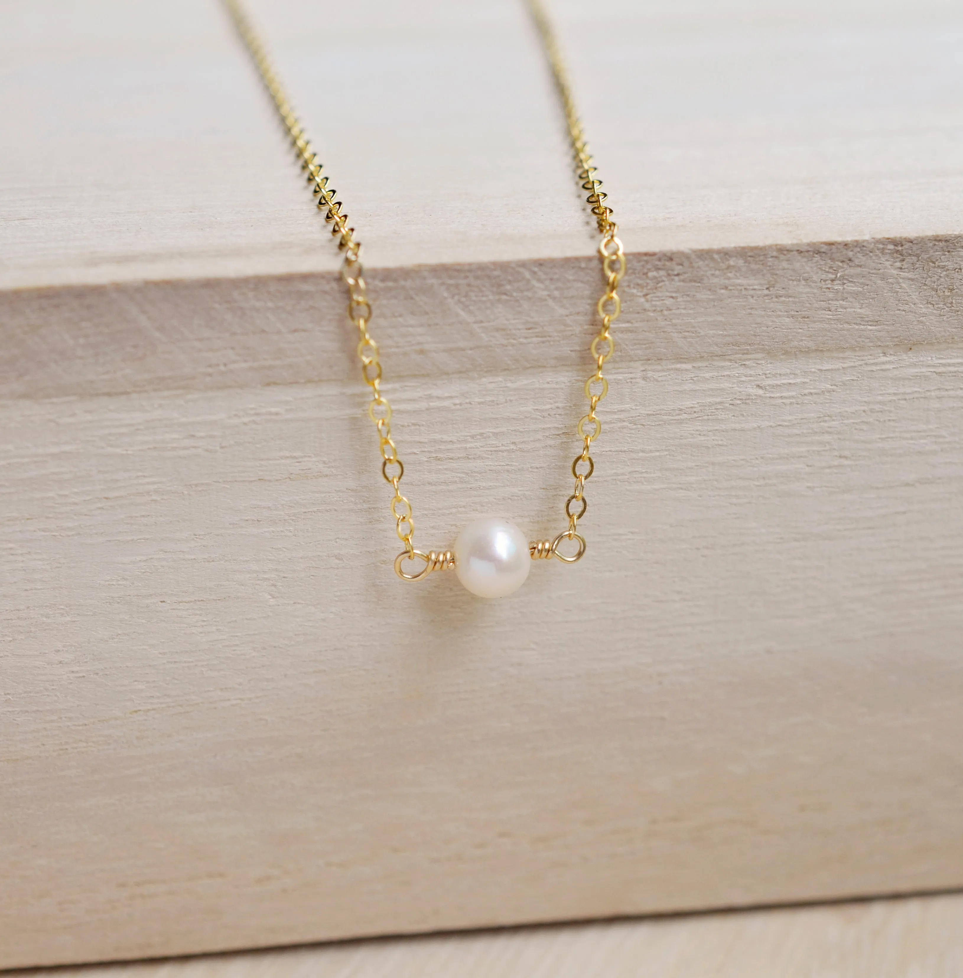 Small Round White Freshwater Pearl Necklace