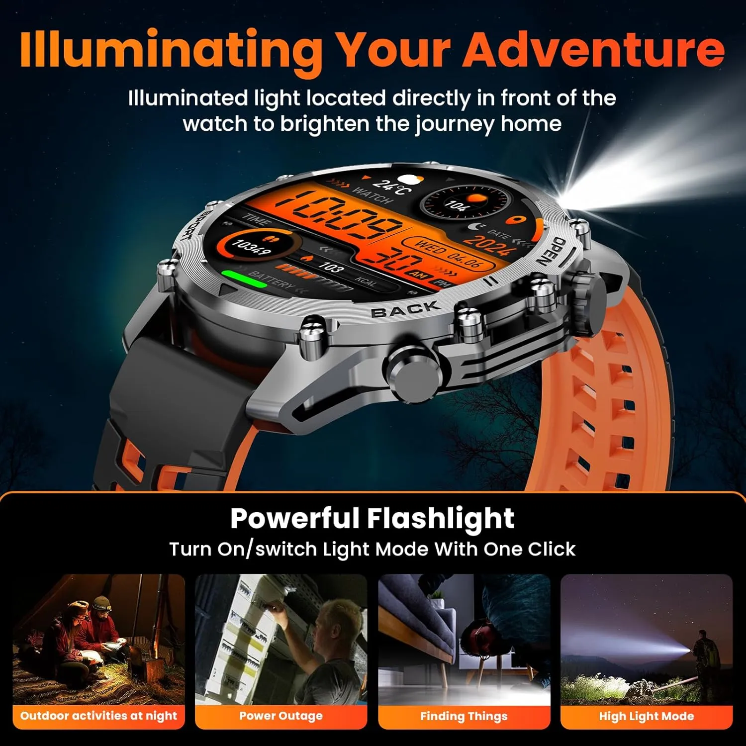 Smart Watches for Men Women(Calls/Answer)1.52'' Military Smart Watch for Android iPhone,100  Sport Modes/Heart Rate/Sleep Monitor,2025 New Fitness Tracker Two Bands and Accessories Kits-Orange,Blue