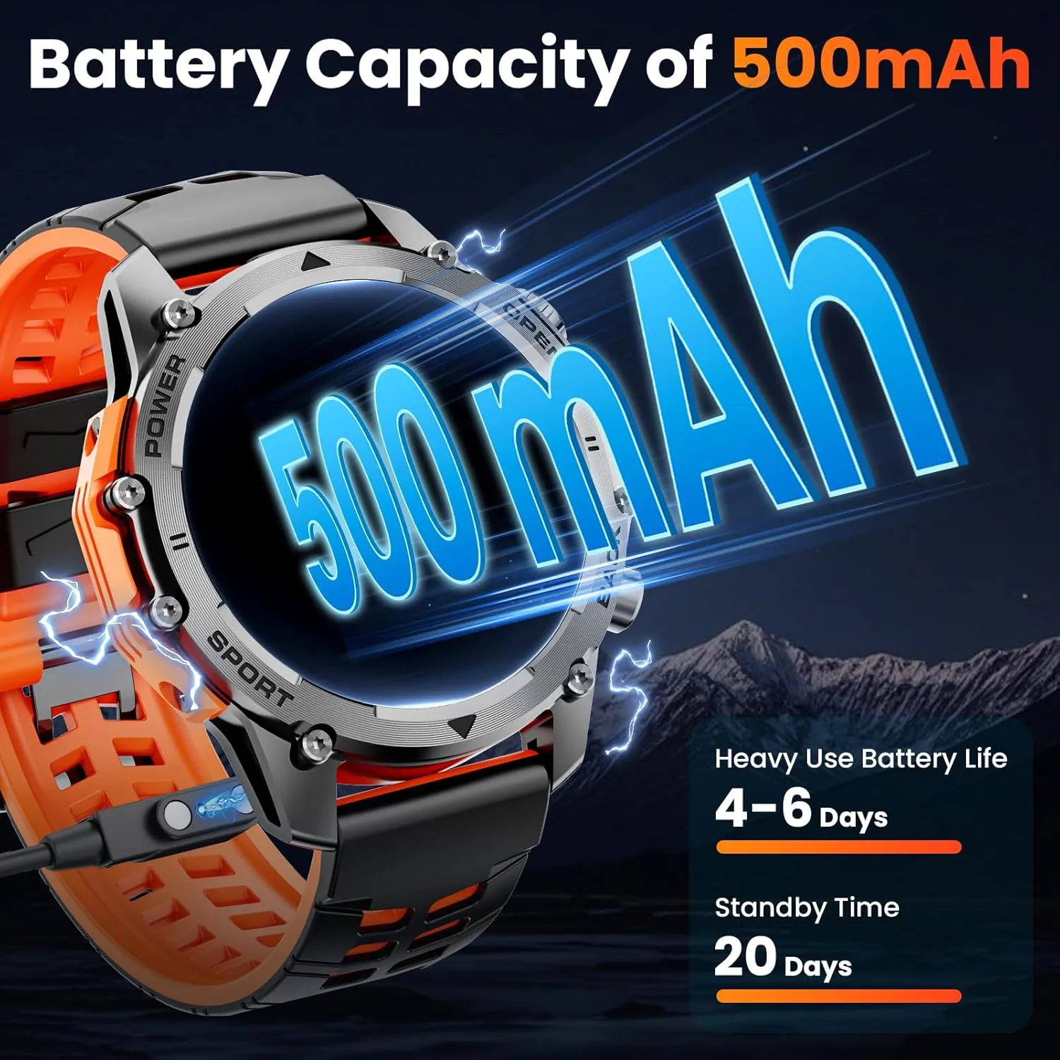 Smart Watches for Men Women(Calls/Answer)1.52'' Military Smart Watch for Android iPhone,100  Sport Modes/Heart Rate/Sleep Monitor,2025 New Fitness Tracker Two Bands and Accessories Kits-Orange,Blue