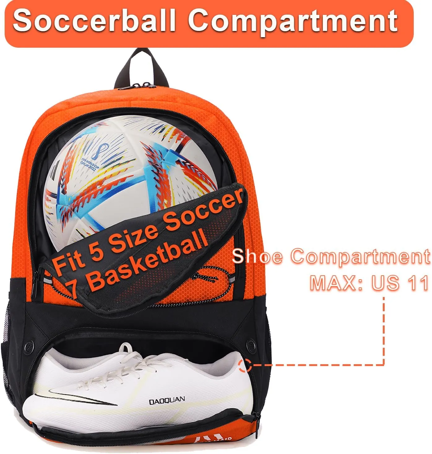 Soccer Bag-Soccer Backpack&Backpack for & Football Volleyball & Basketball,with Ball Compartment and Separate Cleat