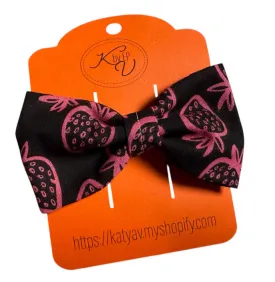 Strawberry Black Hair Bow Clip