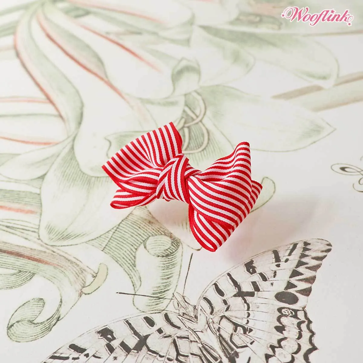 Stripe Dolly Dog Hair Bow in Red