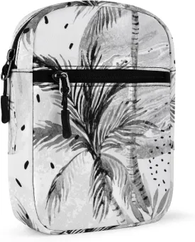 Summer Sun Seamless Tropical Palm Tree Leaves, Black Dots Rain Drops Adjustable Fanny Waist Pack Pouch, Waterproof Crossbody Runners Bag Wallet for Gym Hiking Fitness Women Men 6.1 x 2.2 x 7.9 inch
