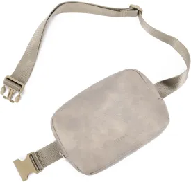Telena Leather Belt Bag for Women Fashionable Fanny Packs Cross Body Bag Waist Pack Cloud Grey