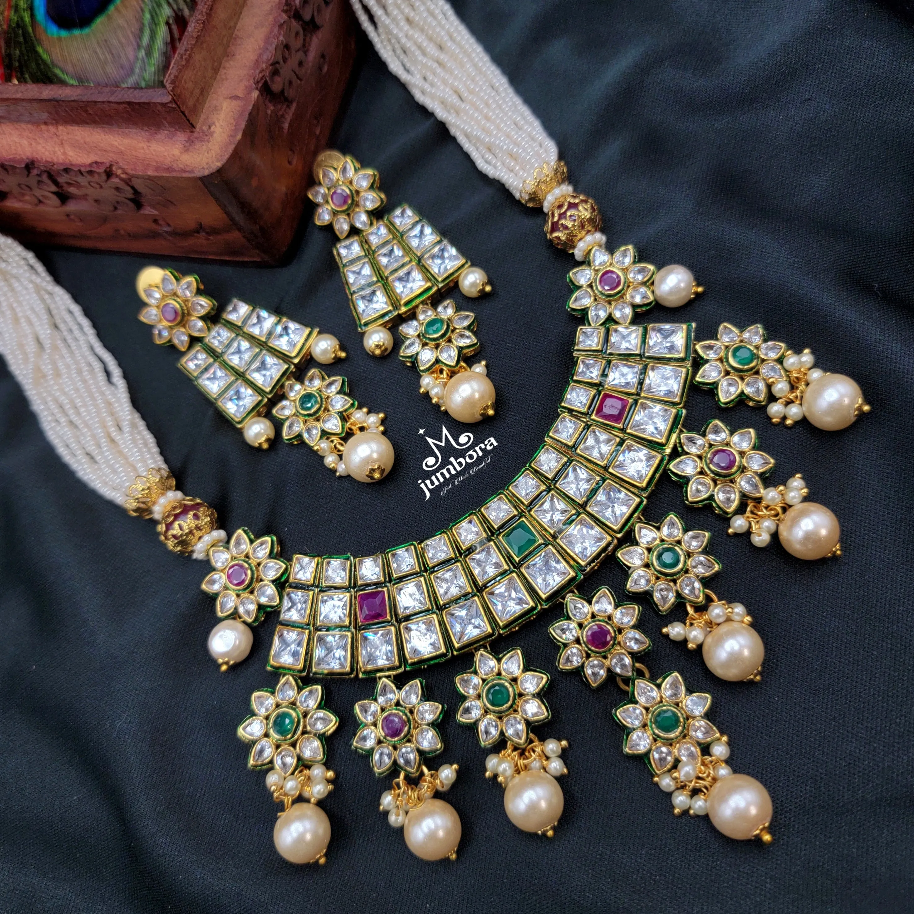 Tyaani Inspired Statement Kundan Pearl Mala set