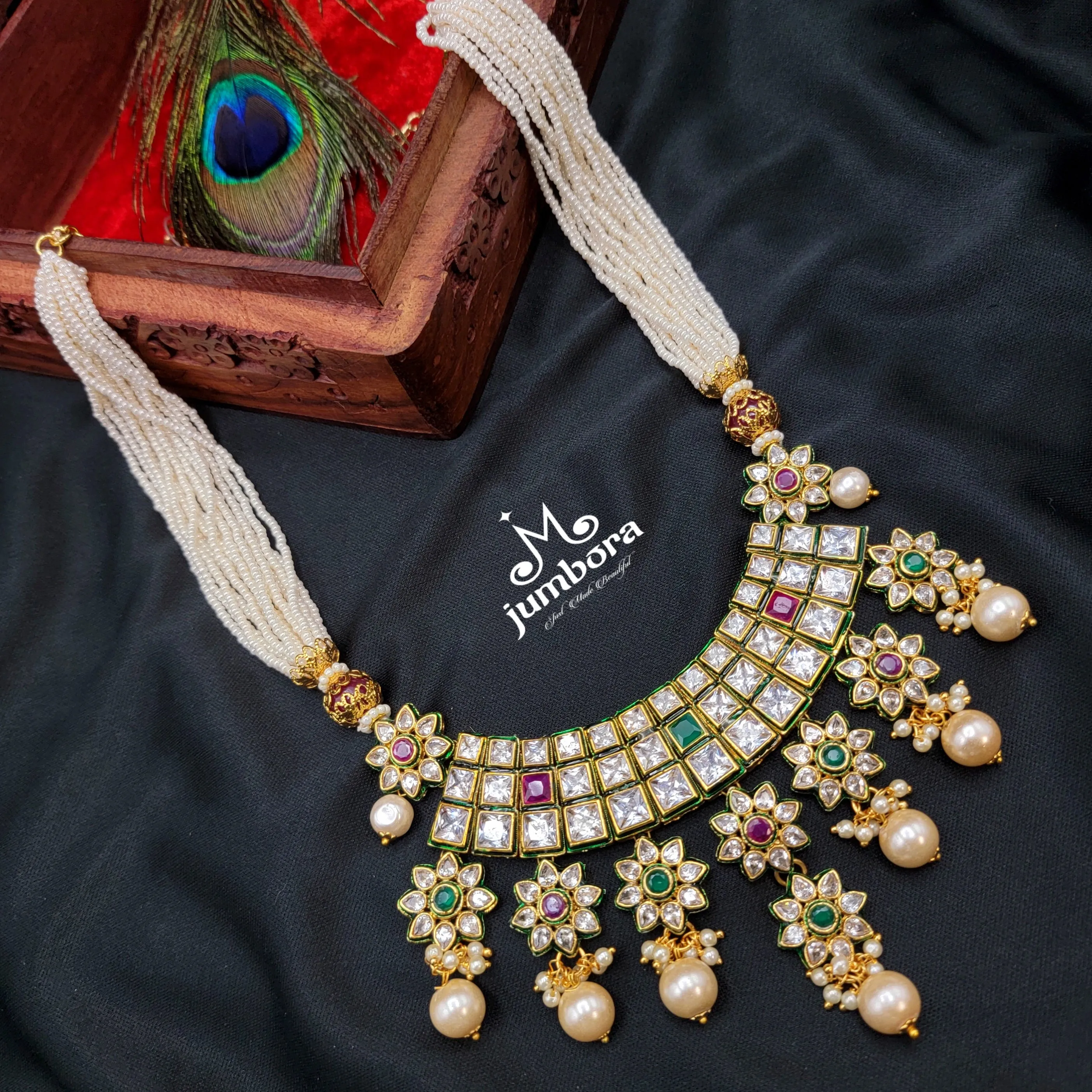 Tyaani Inspired Statement Kundan Pearl Mala set