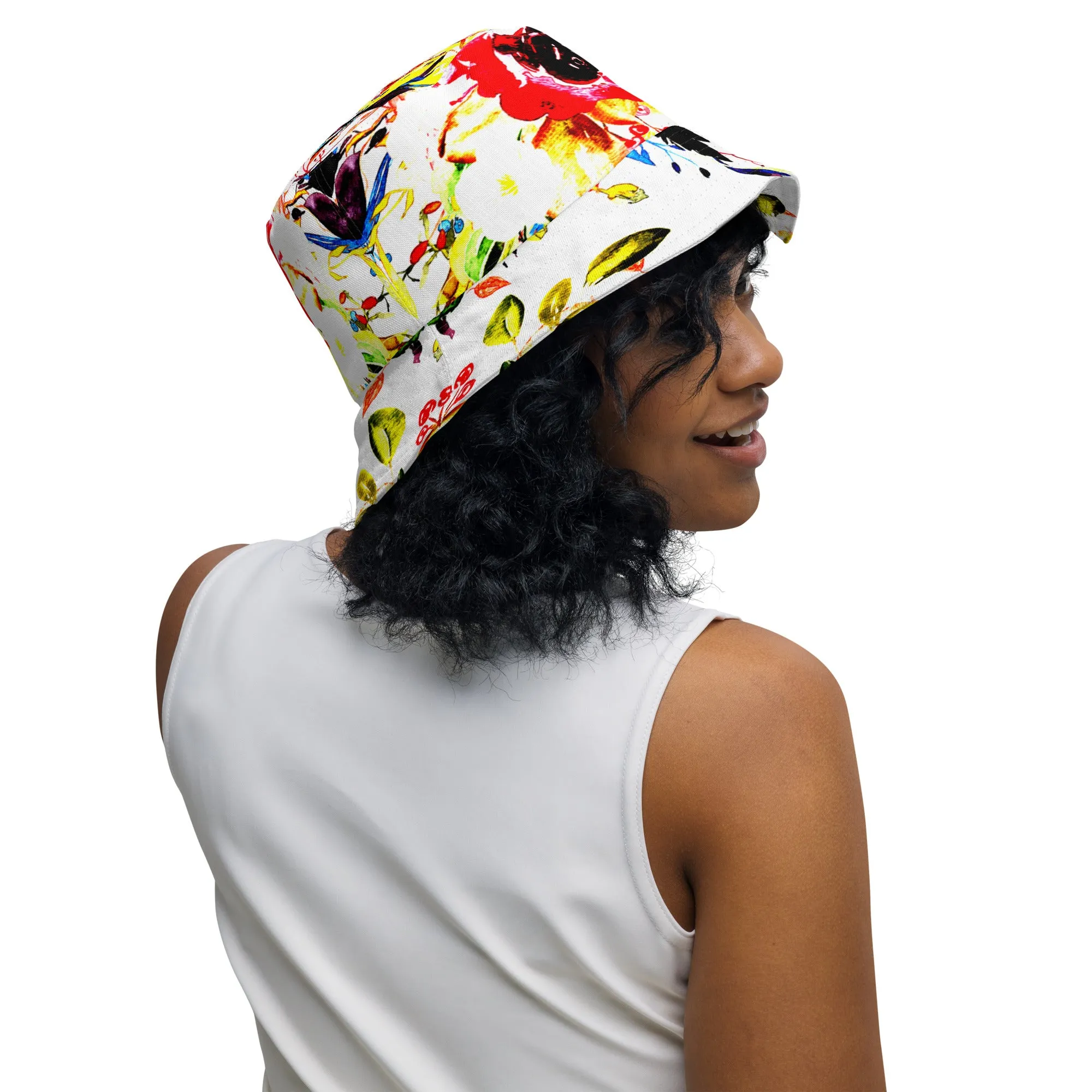 Vibrant Blossoms Embrace Every Hue with Our Colorful Floral Bucket Hat, lioness-love
