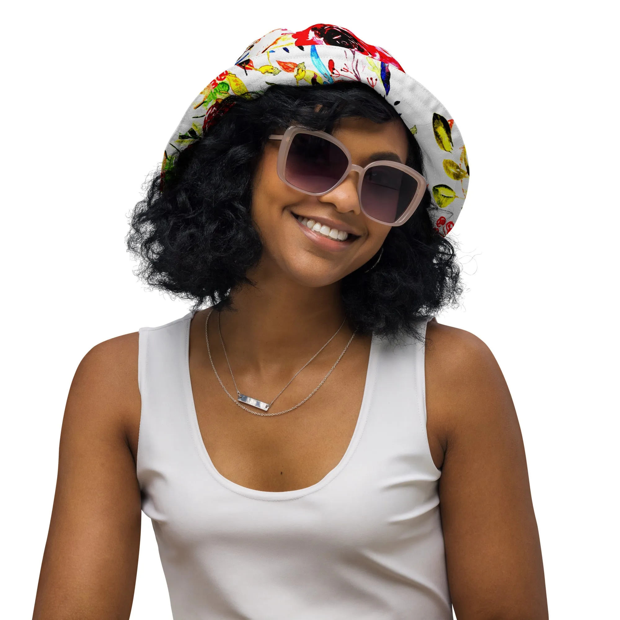 Vibrant Blossoms Embrace Every Hue with Our Colorful Floral Bucket Hat, lioness-love