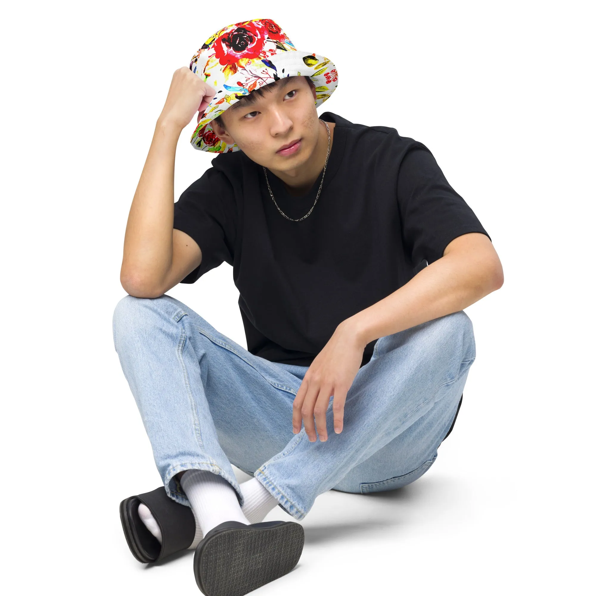 Vibrant Blossoms Embrace Every Hue with Our Colorful Floral Bucket Hat, lioness-love