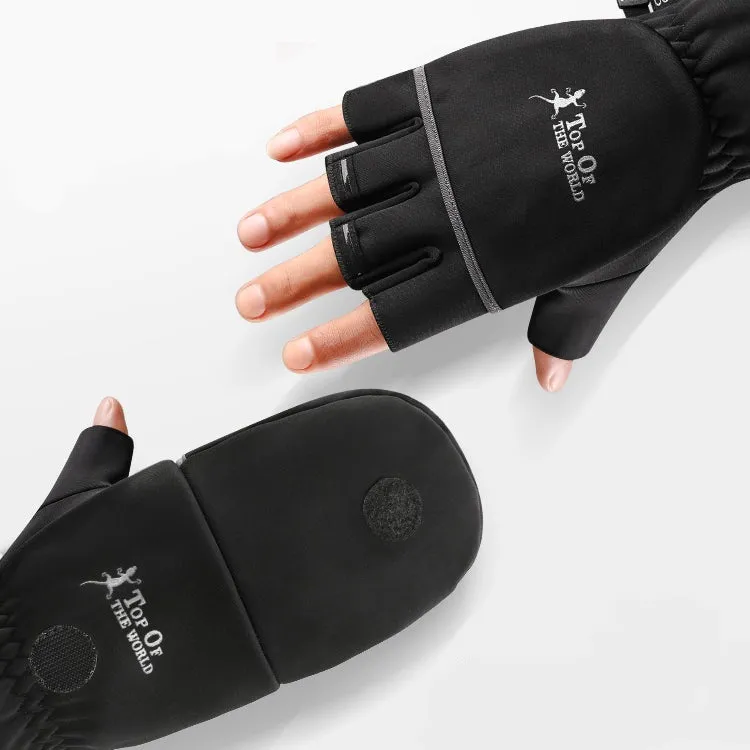 Waterproof Winter (Convertible Half Finger/Mittens) Fishing Gloves