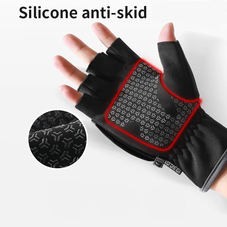 Waterproof Winter (Convertible Half Finger/Mittens) Fishing Gloves