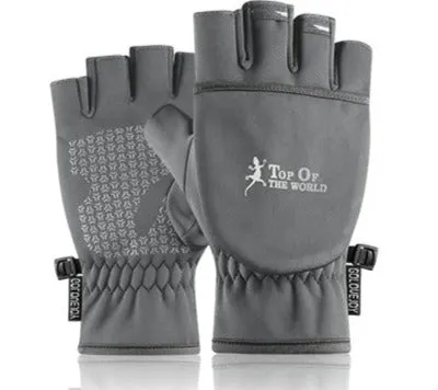 Waterproof Winter (Convertible Half Finger/Mittens) Fishing Gloves