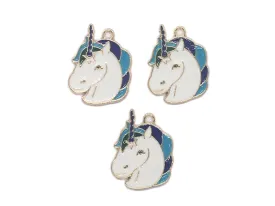 White Blue Unicorn Designer Metal Charms
